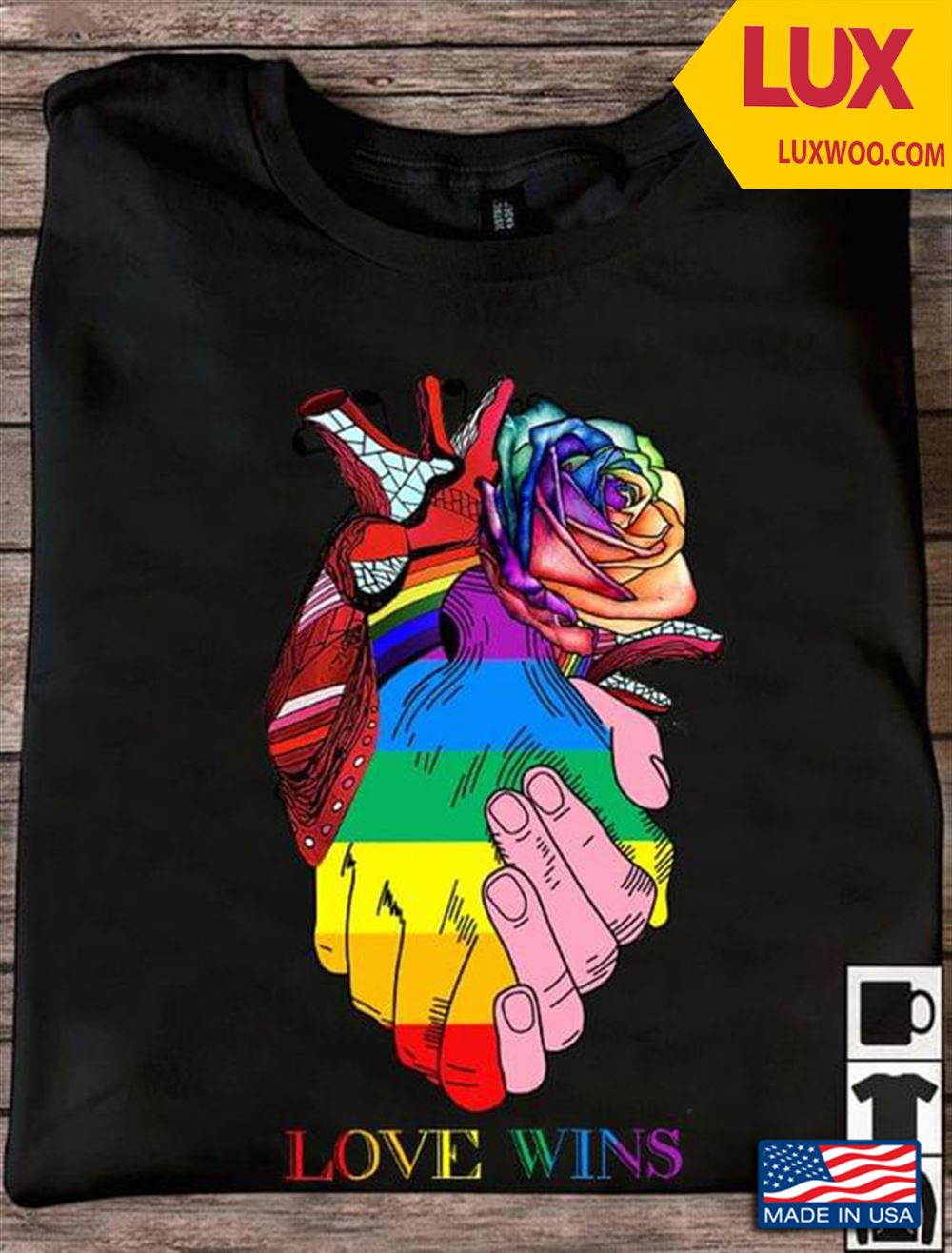 Hands Holding Rose Love Wins Lgbt Pride Tshirt Size Up To 5xl