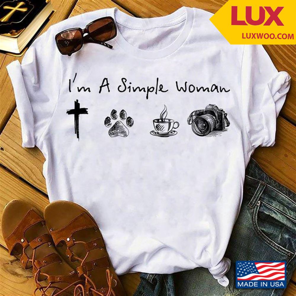 Im A Simple Woman Jesus Dog Coffee And Camera Shirt Size Up To 5xl