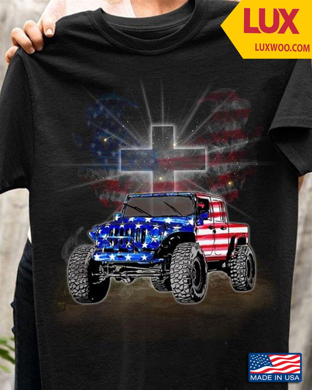 Jesus Cross Halo Jeep Flag Shirt Size Up To 5xl
