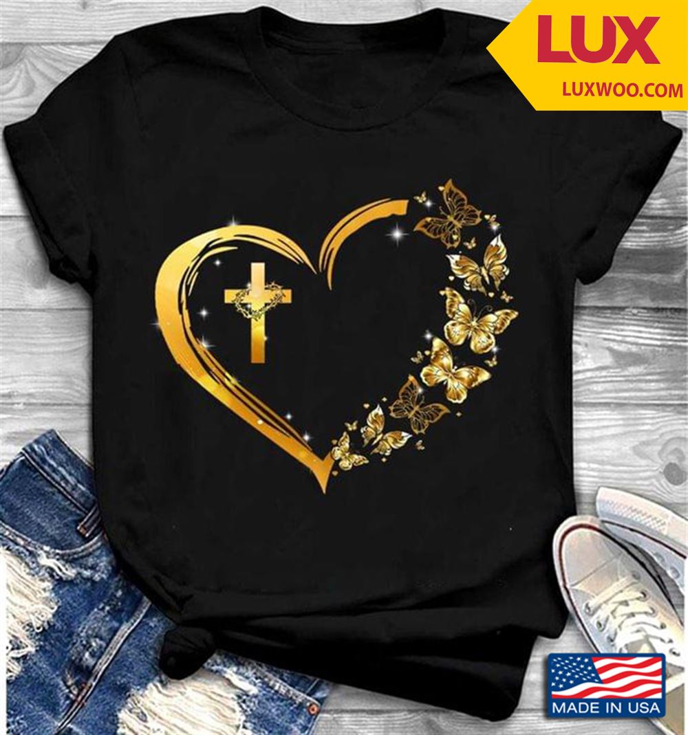 Jesus Heart Butterfly Shirt Size Up To 5xl