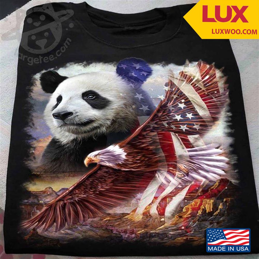 Panda Eagle And American Flag Tshirt Size Up To 5xl