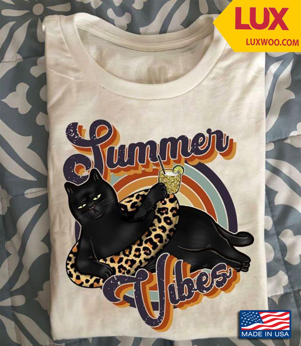 Black Cat Summer Vibes For Summer Vacation Tshirt Size Up To 5xl
