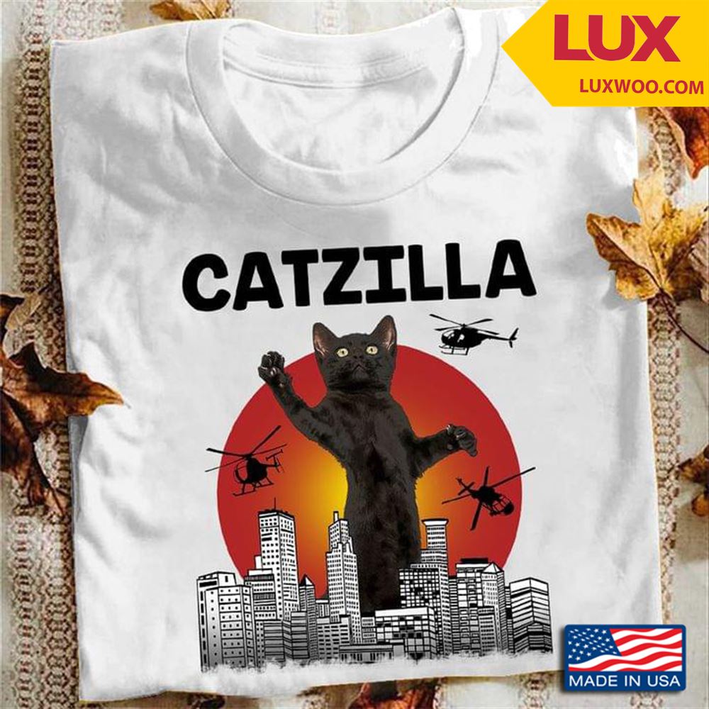 Catzilla Cat Godzilla City Attack With Helicopters For Movie Lovers Shirt Size Up To 5xl
