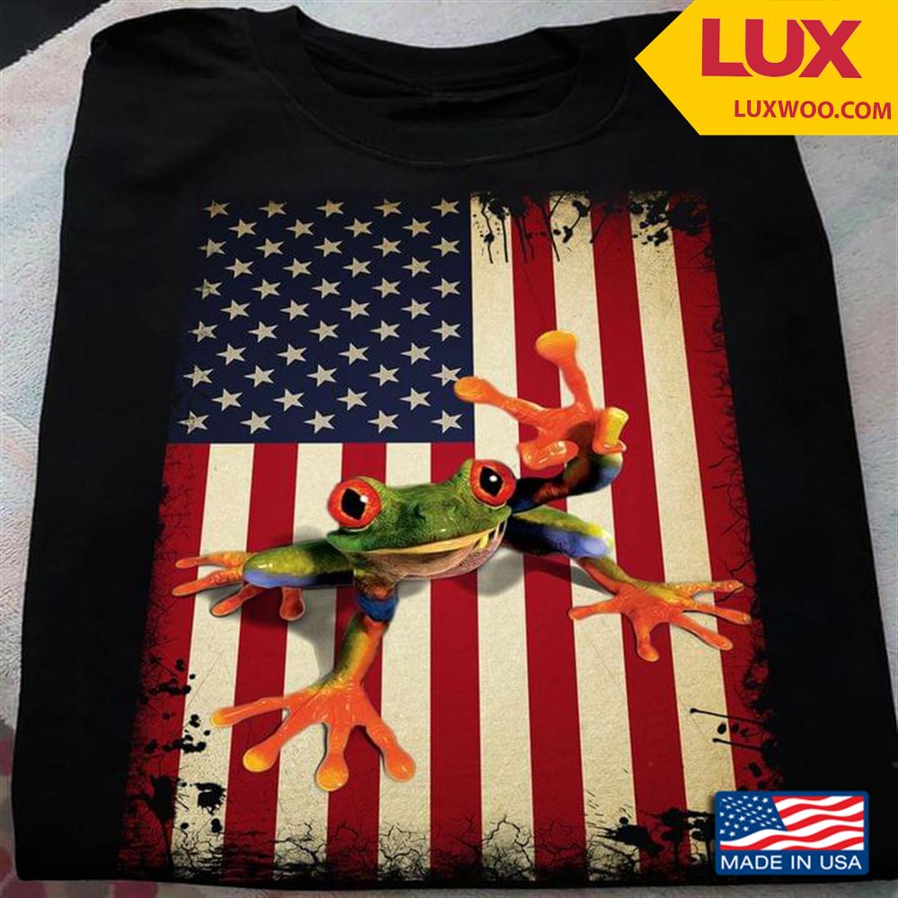 Frog And American Flag Shirt Size Up To 5xl