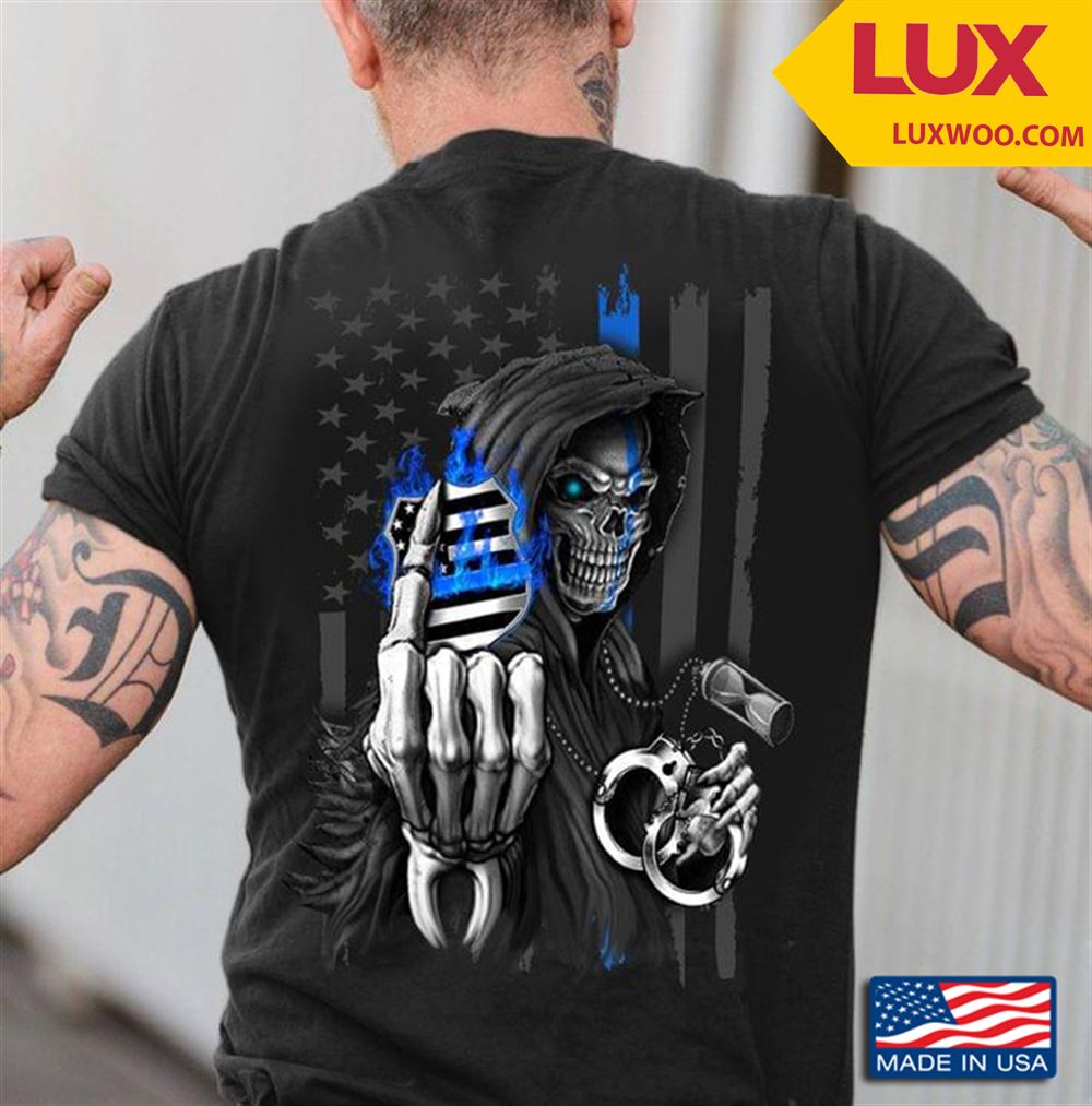 Police Officer Skeleton American Flag Tshirt Size Up To 5xl