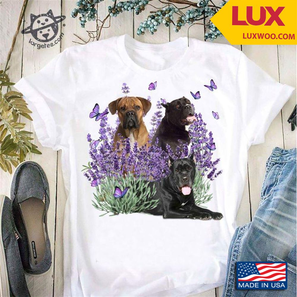 Three Boxers Butterflies And Lavender Tshirt Size Up To 5xl