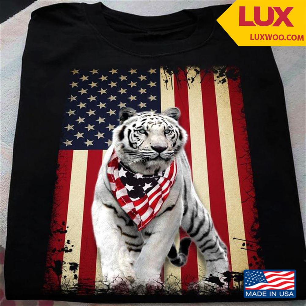 Tiger And American Flag Tshirt Size Up To 5xl
