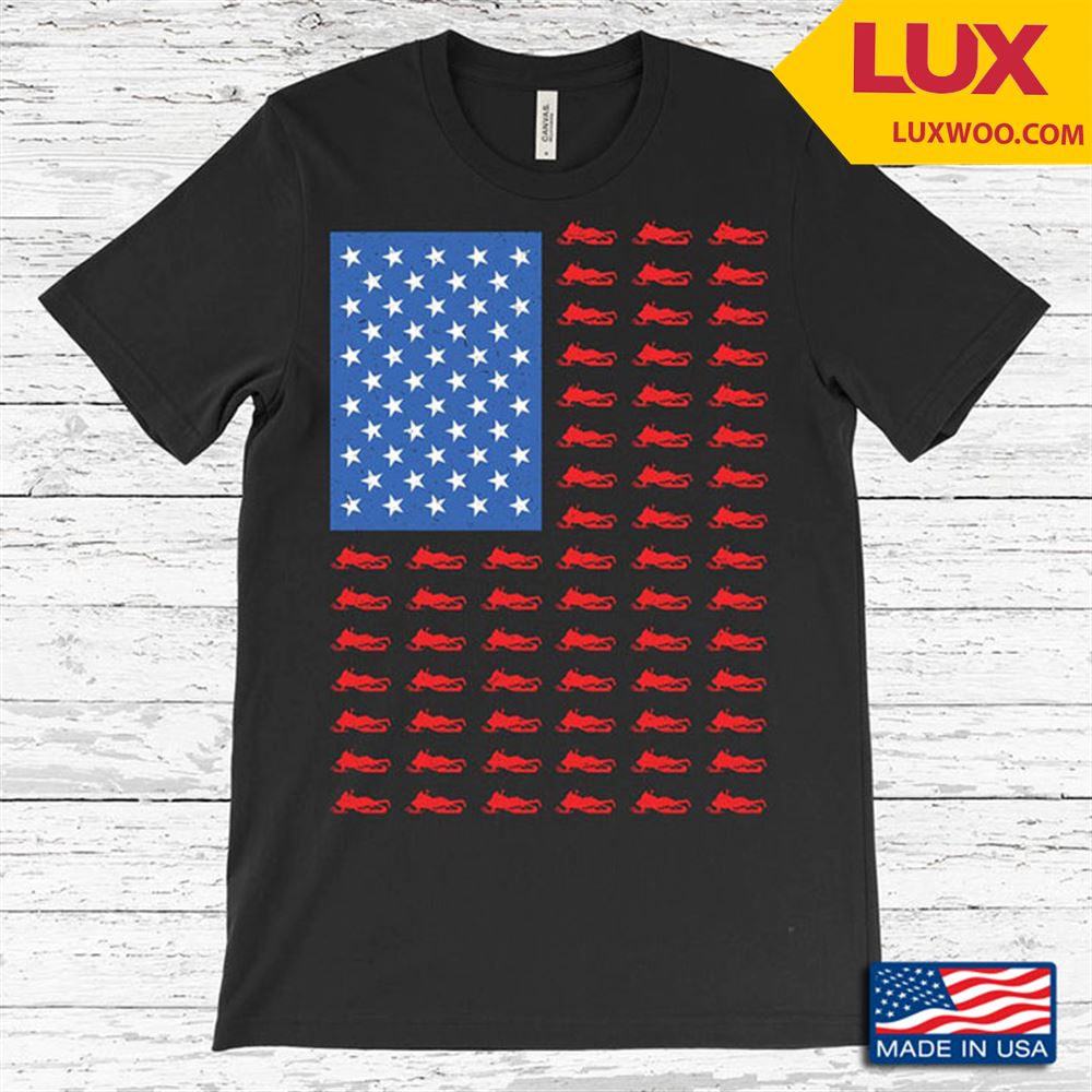 American Flag Snowmobiles For Rider Shirt Size Up To 5xl