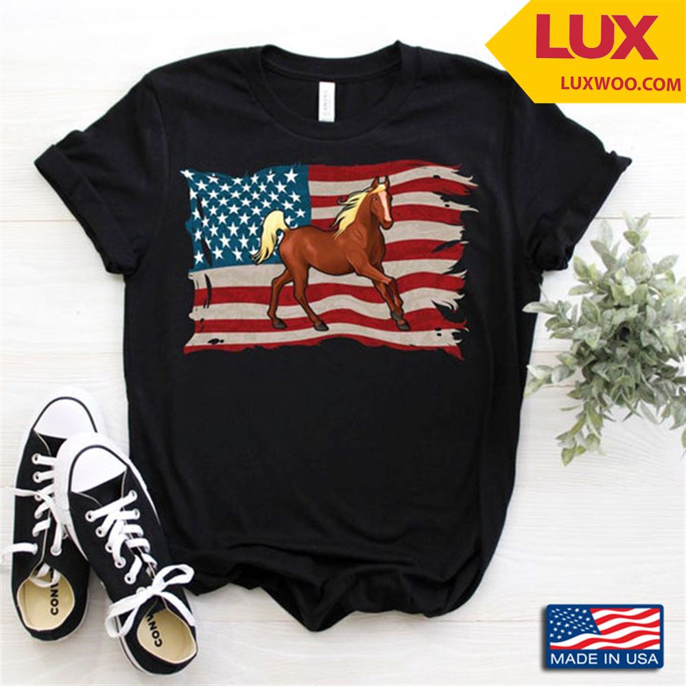 American Flag Usa Horses Equestrian Vaulting Gifts Shirt Size Up To 5xl