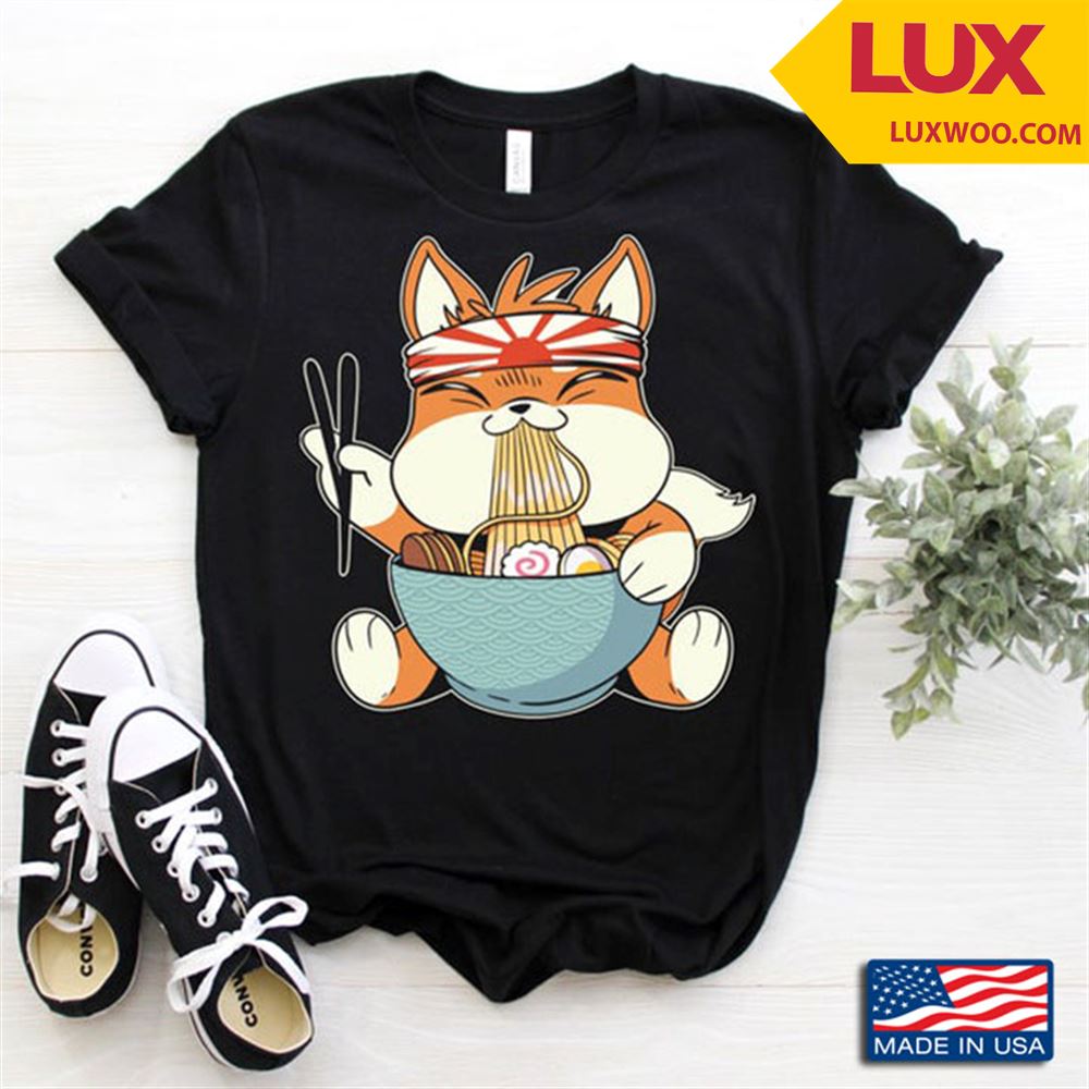 Fox Eating Ramen Noodle For Fox And Ramen Lovers Shirt Size Up To 5xl