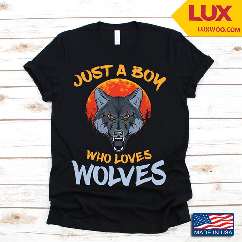 Just A Boy Who Loves Wolves For Animal Lover Tshirt Size Up To 5xl