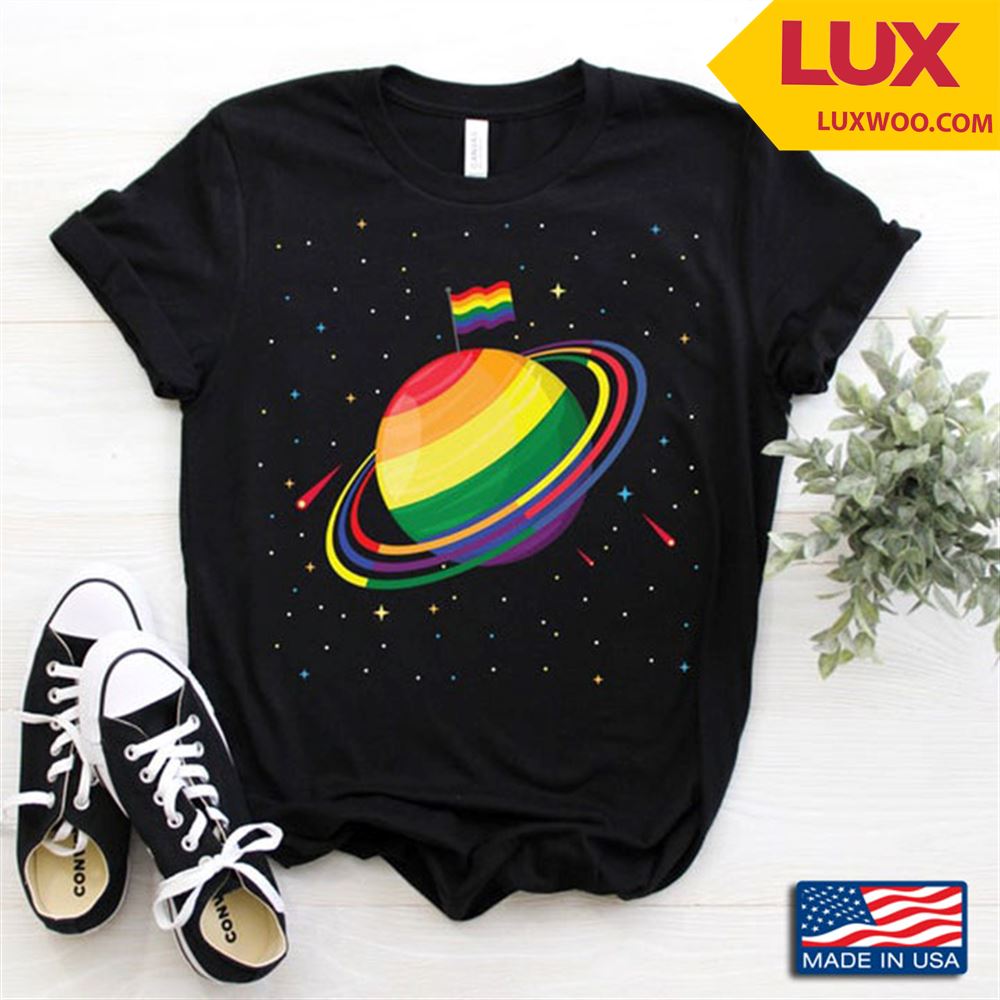 Lgbt Turning Round Planet On Galaxy Design Shirt Size Up To 5xl