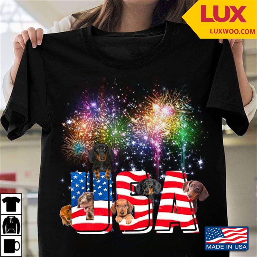 Celebrating Independece Day American Usa Flag Firework Dachshund For Patriotic Dog Lover Tshirt Size Up To 5xl