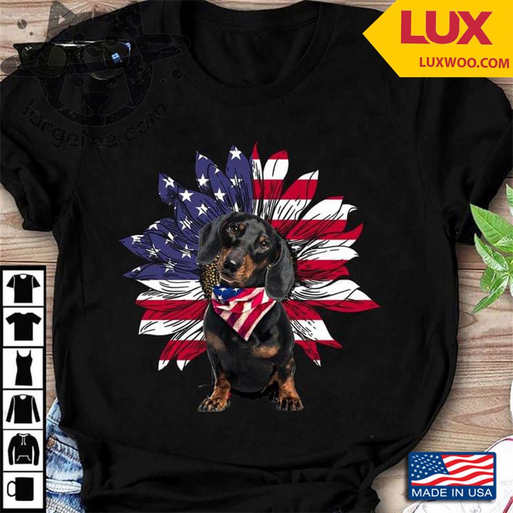 Dachshund Patriotic American Usa Flag Sunflower 4th Of July For Dog Lover Tshirt Size Up To 5xl