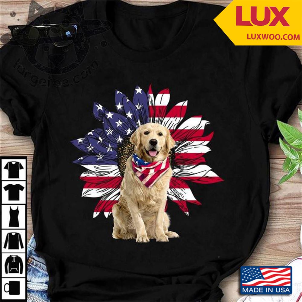 Patriotic Golden Retriever 4th Of July American Usa Sunflower For Dog Lover Tshirt Size Up To 5xl