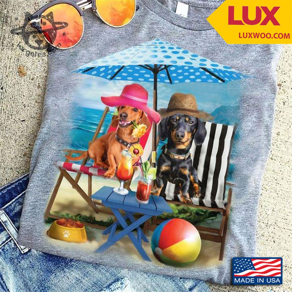 Two Dachshunds On The Beach For Dog Lover Shirt Size Up To 5xl