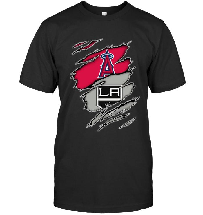 Mlb Los Angeles Angels And Los Angeles Kings Layer Under Ripped Shirt