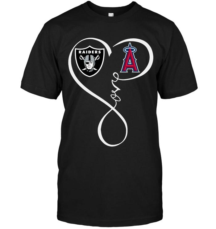 MLB Los Angeles Angels Oakland Las Vergas Raiders Los Angeles Angels Love Heart Shirt Size S-5xl