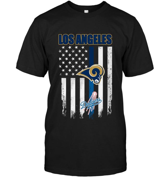 MLB Los Angeles Dodgers Los Angeles Los Angeles Rams Los Angeles Dodgers American Flag Shirt Gift For Fan