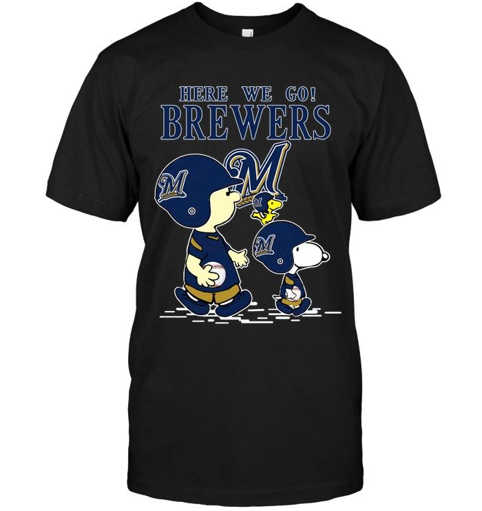 Mlb Milwaukee Brewers Here We Go Milwaukee Brewers Snoopy Shirt Size Up To 5xl