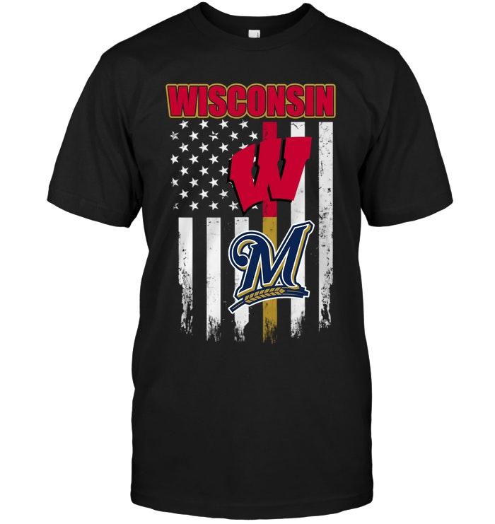 Mlb Milwaukee Brewers Wisconsin Wisconsin Badgers Milwaukee Brewers American Flag Shirt Sweater