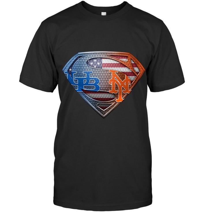 Mlb New York Mets Buffalo Bulls And New York Mets Superman American Flag Layer Shirt Plus Size Up To 5xl