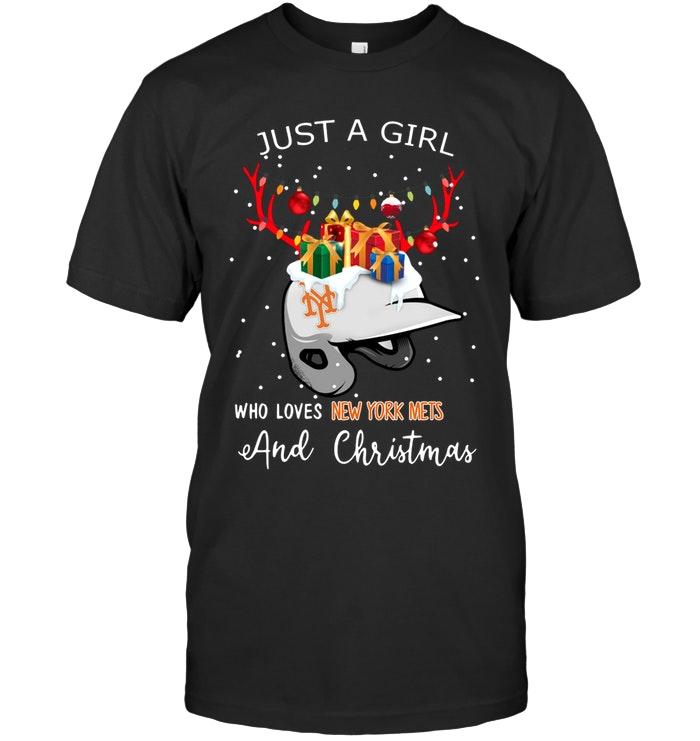 Mlb New York Mets Just A Girl Who Love New York Mets And Christmas Fan Shirt