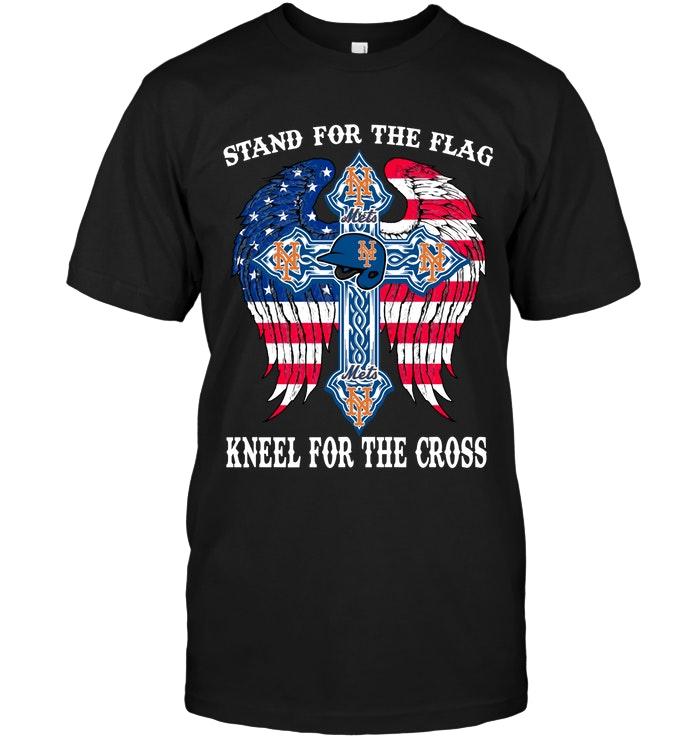 Mlb New York Mets Stand For Flag Kneel For Cross New York Mets Jesus Cross American Flag Wings Shirt Hoodie Plus Size Up To 5xl