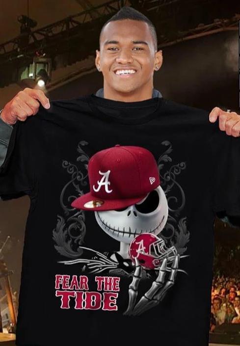 Ncaa Alabama Crimson Tide Jack Skellington Fear The Tide T Shirt Full Size Up To 5xl