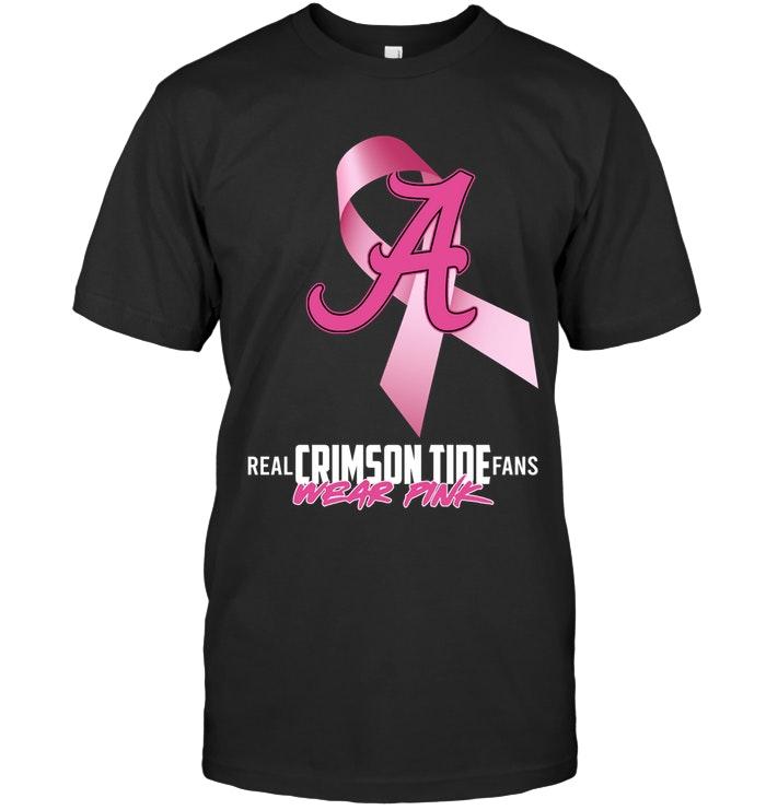 Ncaa Alabama Crimson Tide Real Fans Wear Pink Br East Cancer Support Shirt