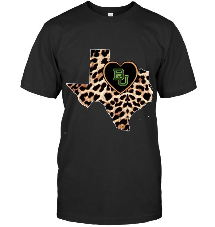 Ncaa Baylor Bears Leopard State Map Love Shirt Plus Size Up To 5xl