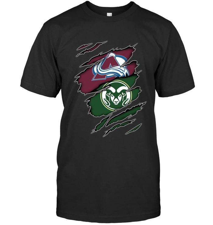NCAA Colorado State Rams Colorado Avalanche And Colorado State Rams Layer Under Ripped Shirt Size S-5xl