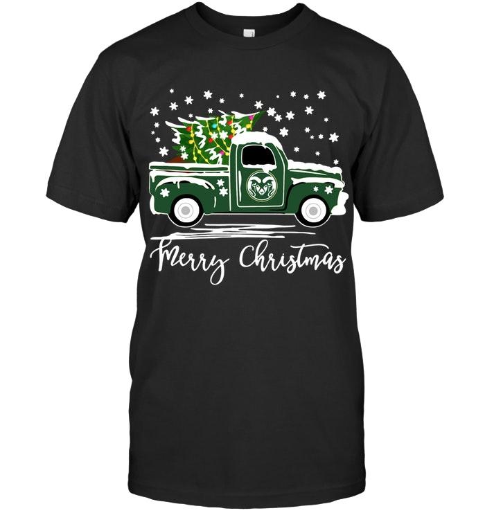 NCAA Colorado State Rams Merry Christmas Christmas Tree Truck T Shirt Size S-5xl