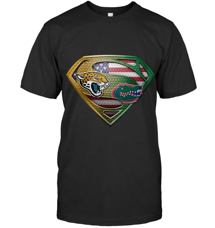 Ncaa Florida Gators Jacksonville Jaguars And Florida Gators Superman American Flag Layer Shirt