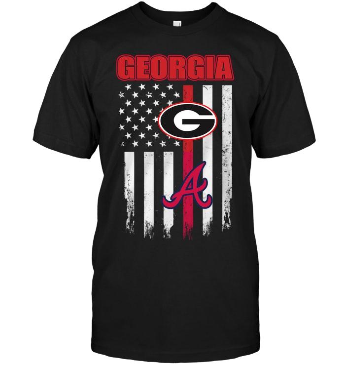 Ncaa Georgia Bulldogs Georgia Georgia Bulldogs Atlanta Braves American Flag Shirt