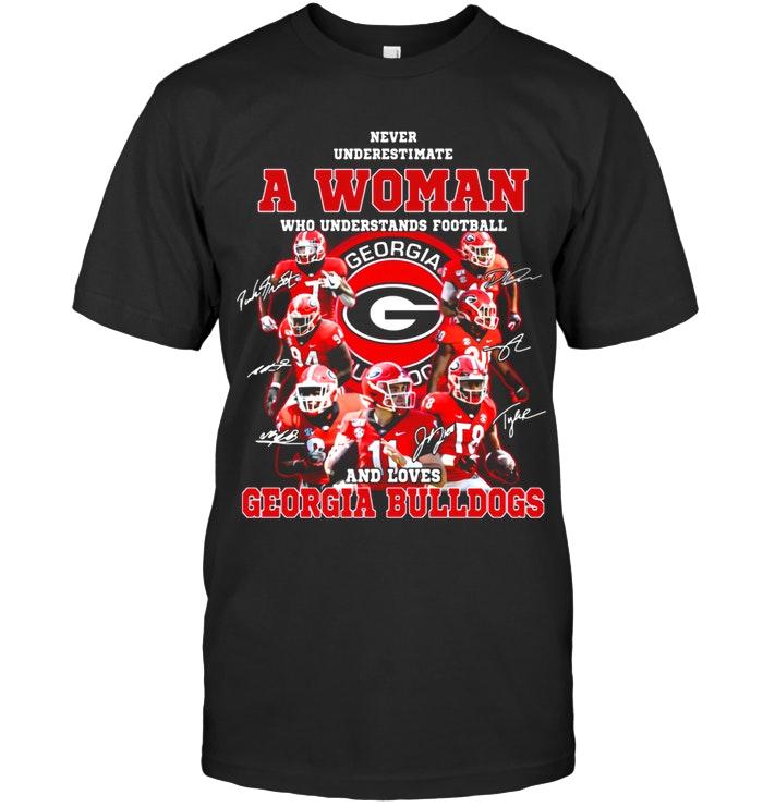 Ncaa Georgia Bulldogs Never Underestimate Woman Understands Football Loves Georgia Bulldogs Fan T Shirt Black Shirt