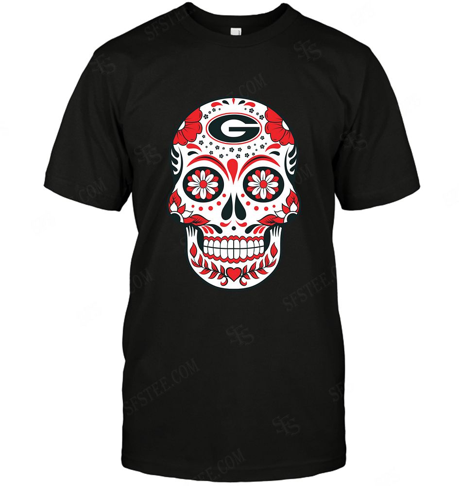 Ncaa Georgia Bulldogs Skull Rock With Flower Shirt