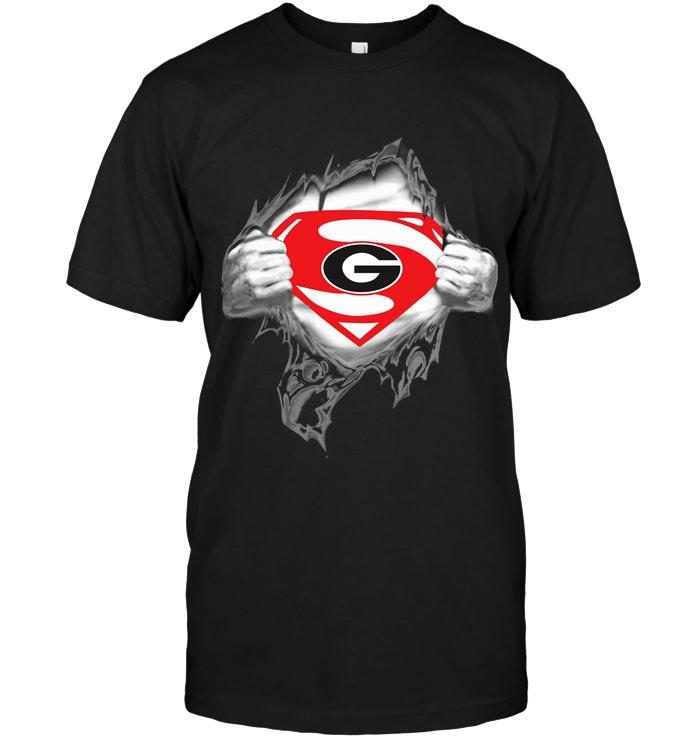 Ncaa Georgia Bulldogs Superman Ripped Shirt