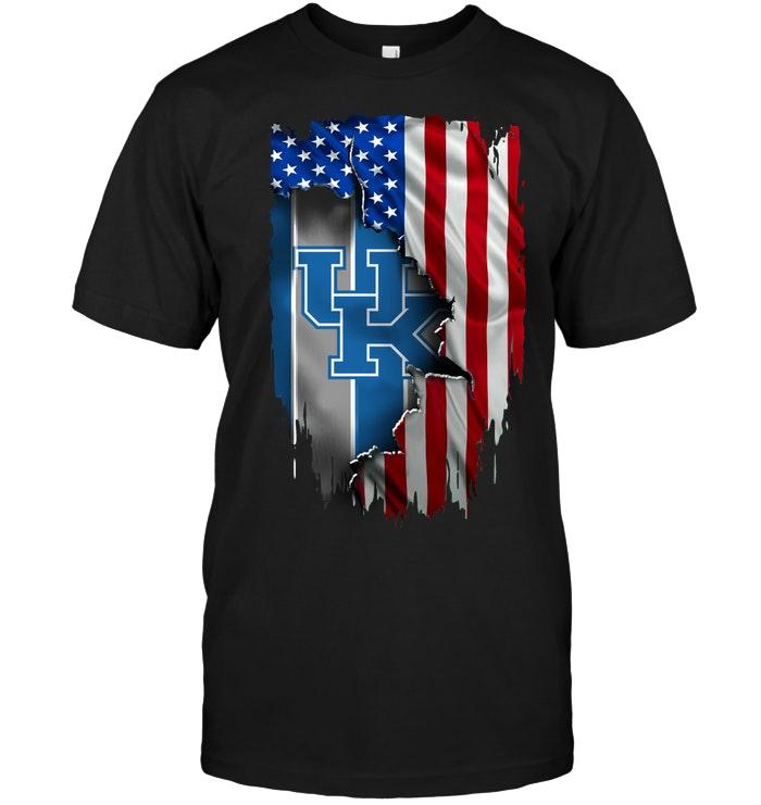 Ncaa Kentucky Wildcats Flag Ripped American Flag Shirt