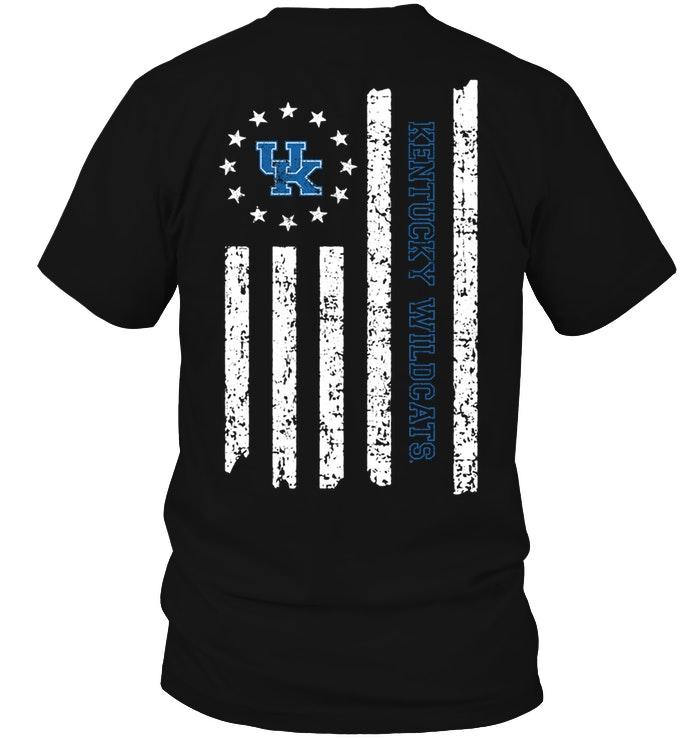 Ncaa Kentucky Wildcats Star American Flag On Back Shirt