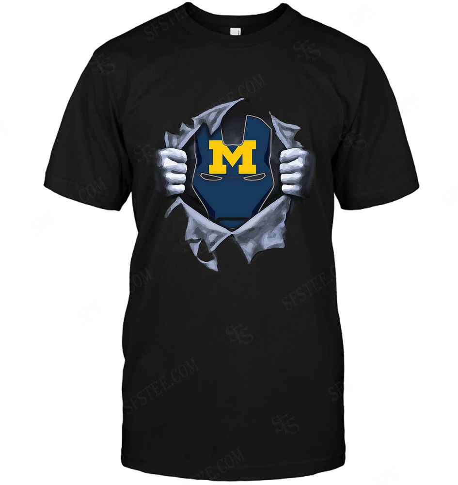 Ncaa Michigan Wolverines Ironman Logo Dc Marvel Jersey Superhero Avenger Shirt