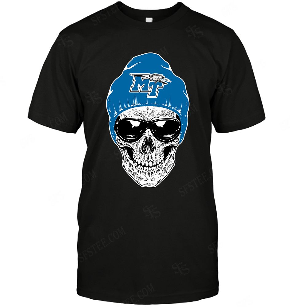 NCAA Middle Tennessee Blue Raiders Skull Rock With Beanie Shirt Tshirt For Fan