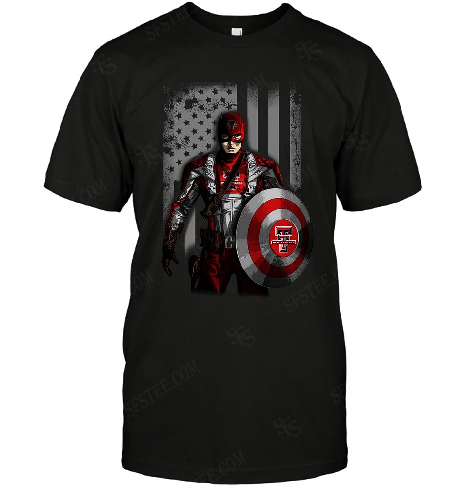 NCAA Texas Tech Red Raiders Captain Flag Dc Marvel Jersey Superhero Avenger Shirt Tshirt For Fan