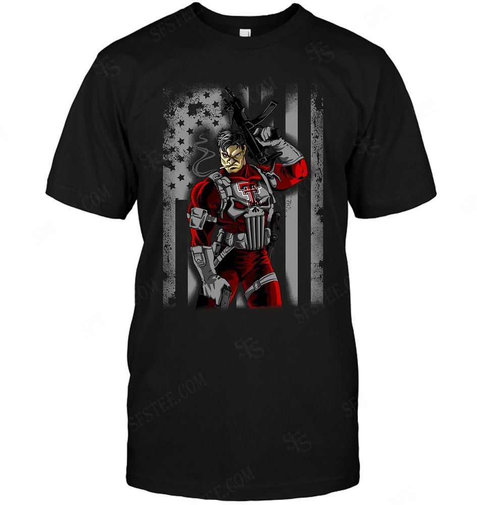 NCAA Texas Tech Red Raiders Punisher Flag Dc Marvel Jersey Superhero Avenger Shirt Size S-5xl
