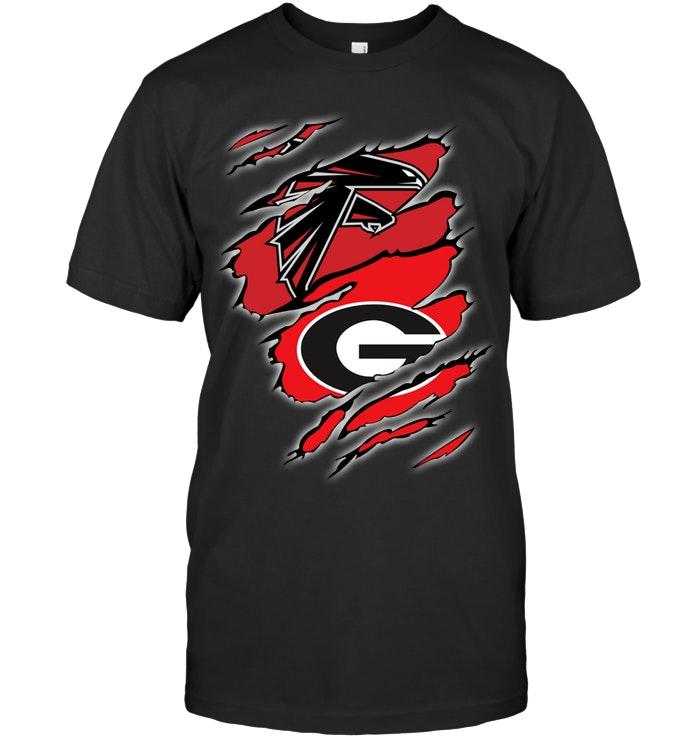 Nfl Atlanta Falcons And Georgia Bulldogs Layer Under Ripped Shirt Sweater Size Up To 5xl