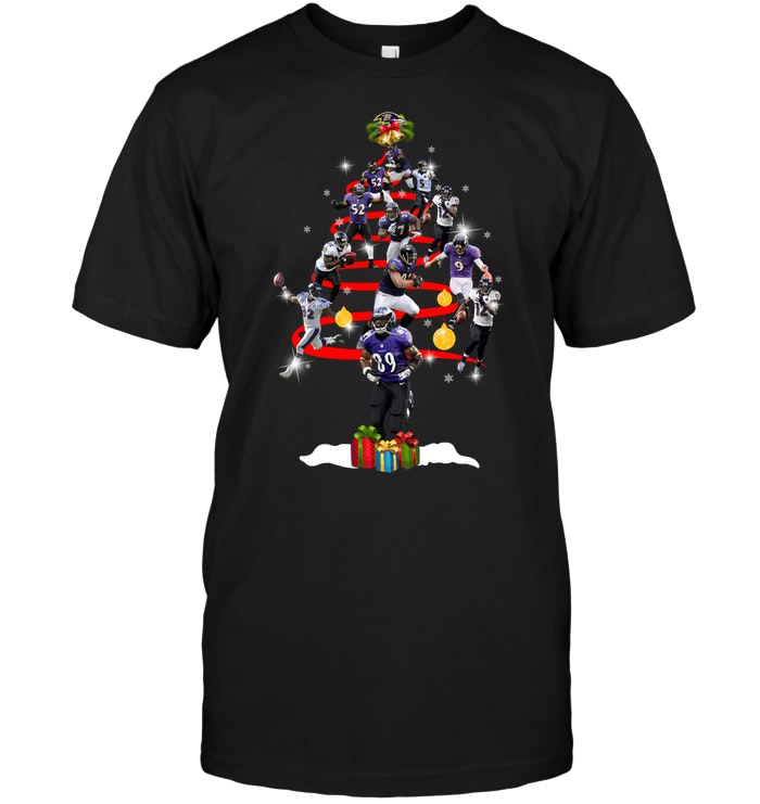 Nfl Baltimore Ravens Players Christmas Tree Tshirt Size Up To 5xl