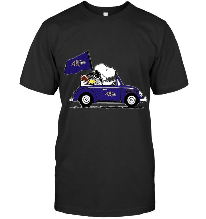 Nfl Baltimore Ravens Snoopy Drives Baltimore Ravens Beetle Car Fan T Shirt Tshirt Size Up To 5xl