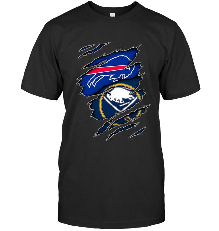 Nfl Buffalo Bills And Buffalo Sabres Layer Under Ripped Shirt Hoodie Size Up To 5xl
