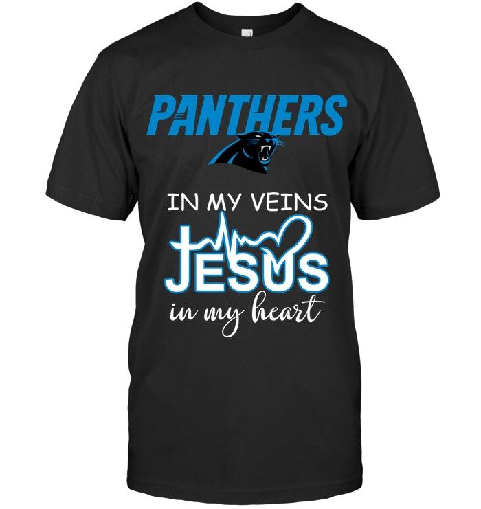 Nfl Carolina Panthers In My Veins Jesus In My Heart Shirt Shirt Plus Size Up To 5xl