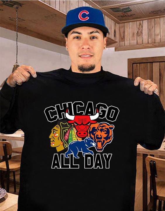 Nfl Chicago Bears Chicago All Day Chicago Blackhawks Bull Chicago Bears Chicago Cubs Hoodie Size Up To 5xl